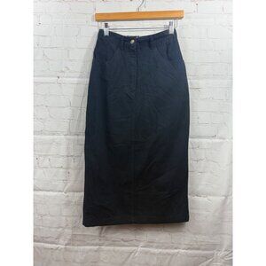 The Eagle’s Eye Skirt Womens Size 4 Black Long Front Pockets Back Split Vent